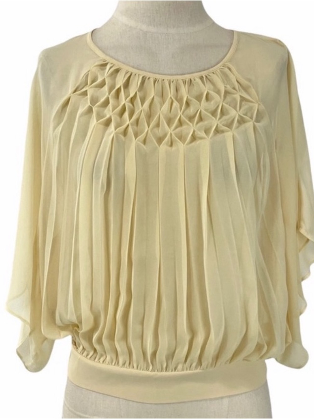 Meadow Rue Pleated Smocked Neck Blouse